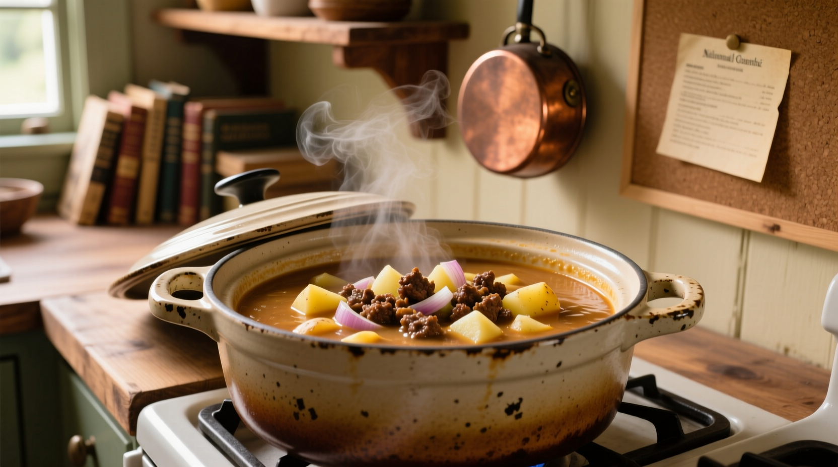 Creamy potato and hamburger soup in crock pot