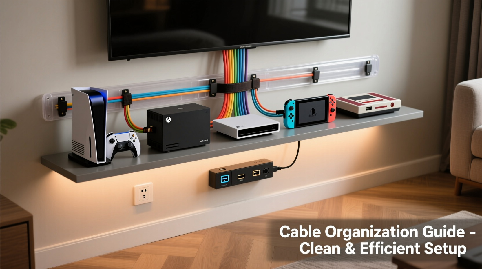 how to organize cables for multiple gaming consoles without a messy pile
