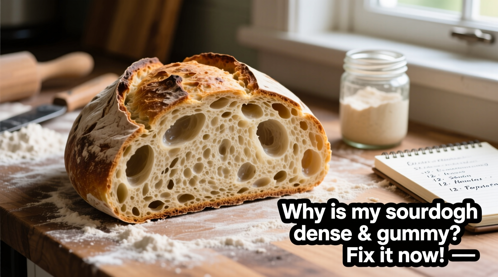 why is my sourdough bread dense and gummy inside baking fixes