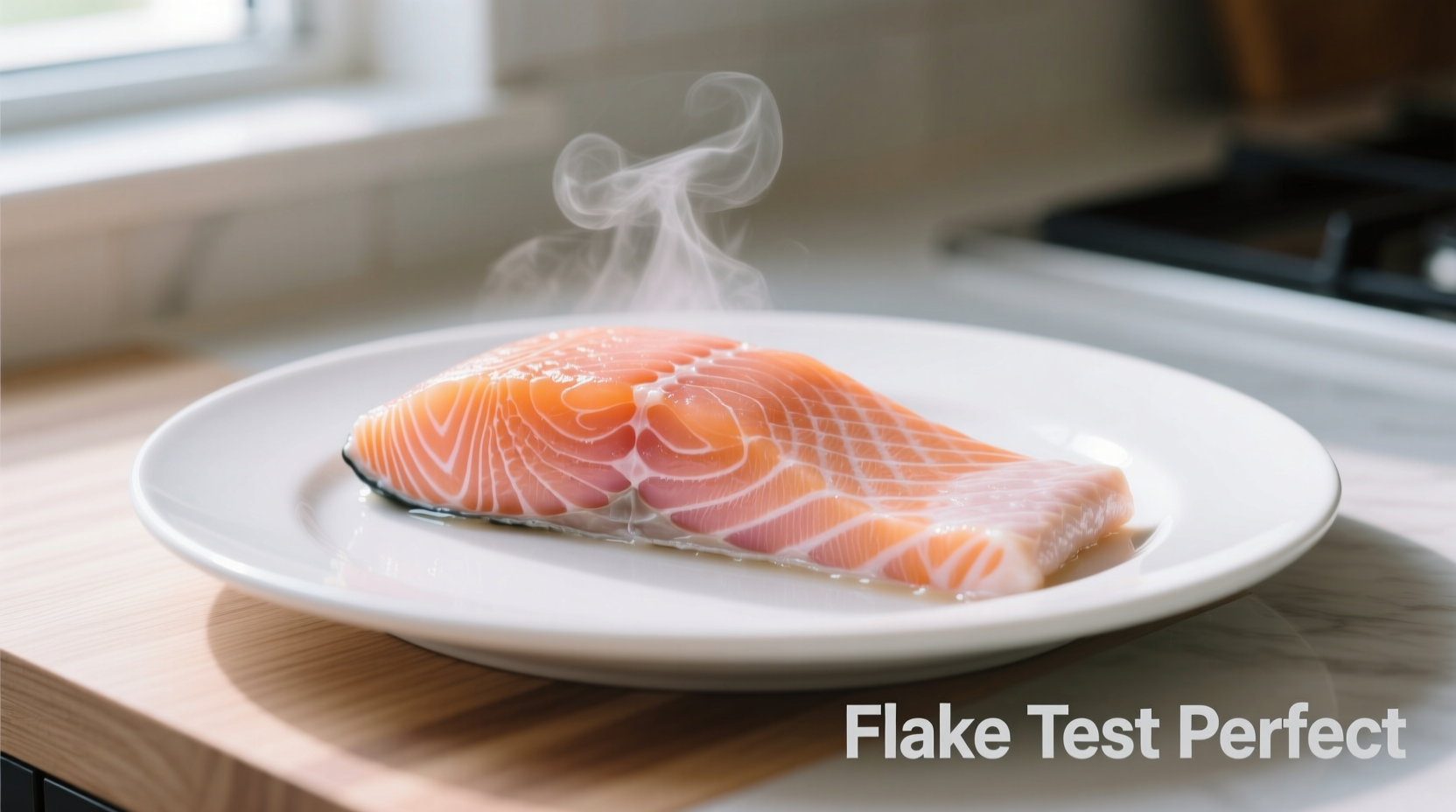 Perfectly cooked salmon showing flake test