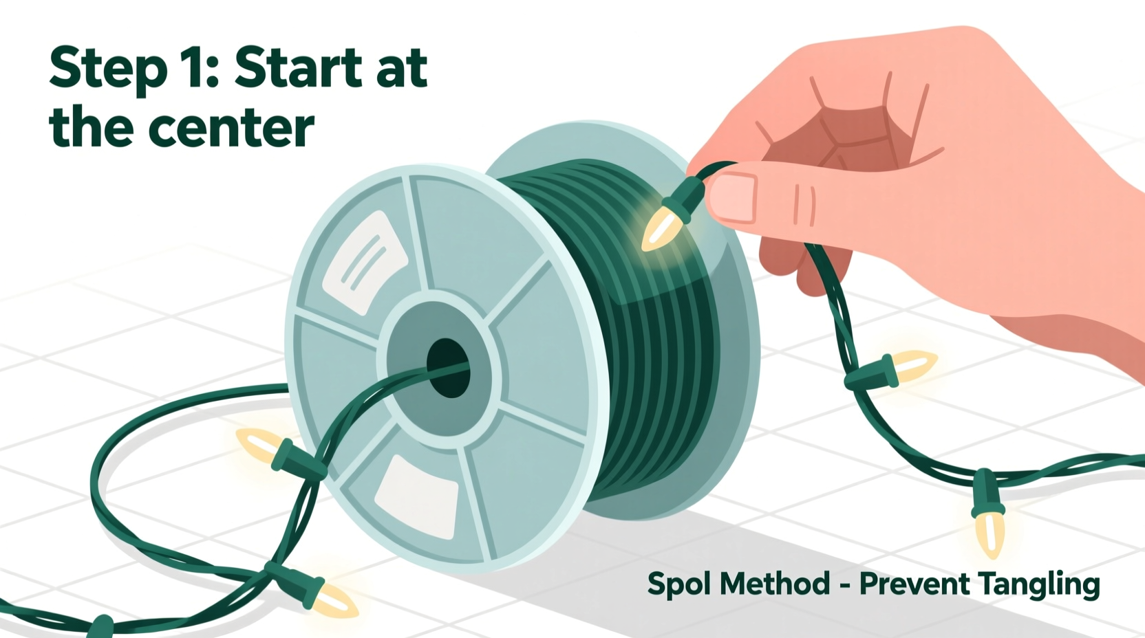 how to store christmas lights without tangling using the spool method