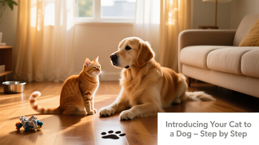 A relaxed cat sitting beside a calm dog on the floor, both enjoying quiet time in the same room
