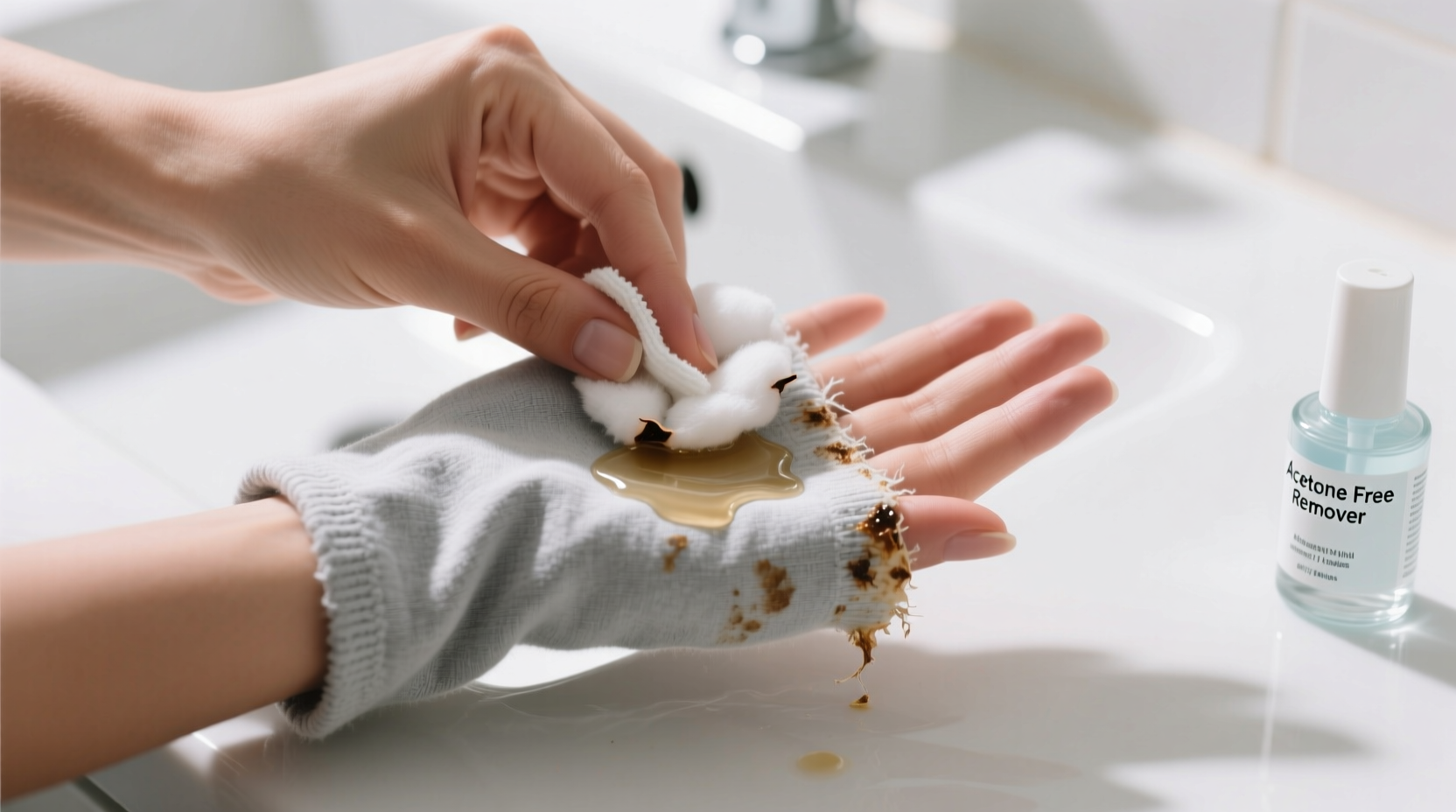 how to remove dried nail polish from cotton cuffs