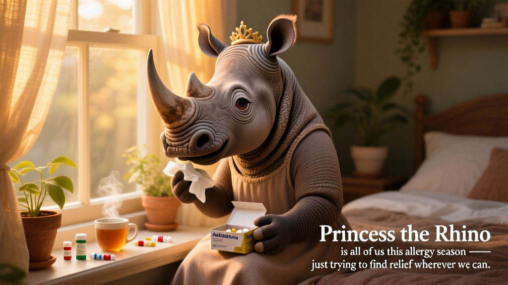 Princess the Rhino is All of Us This Allergy Season Just Trying to Find Relief Wherever We Can