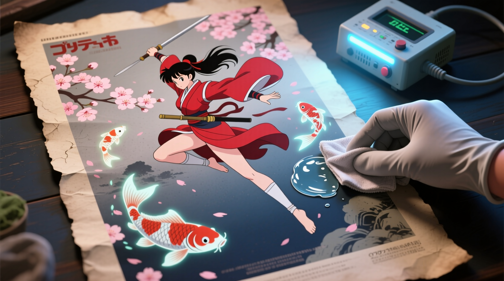 eco friendly cleaning for vintage anime posters