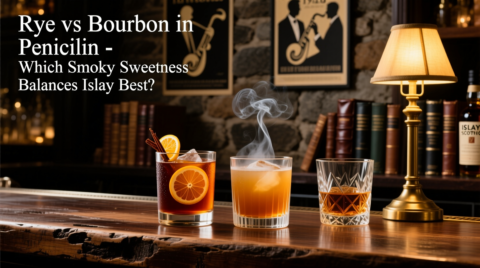 rye whiskey vs bourbon in penicillin cocktails which smoky sweetness balances Islay scotch best