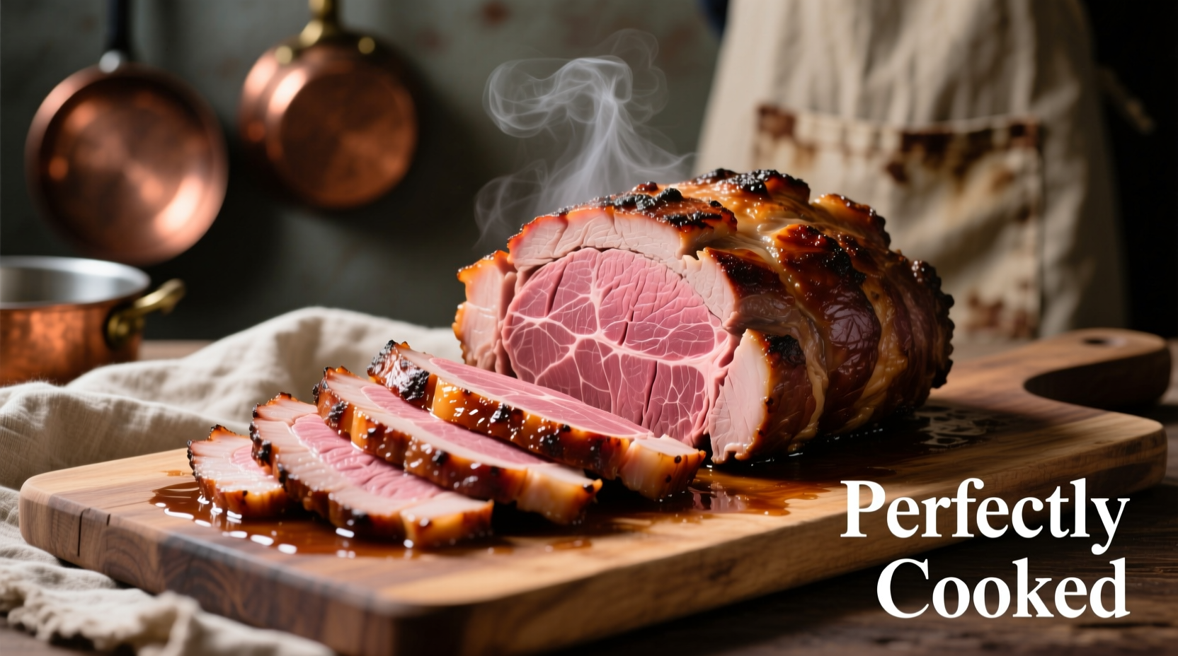 Perfectly cooked eye of round roast sliced thin