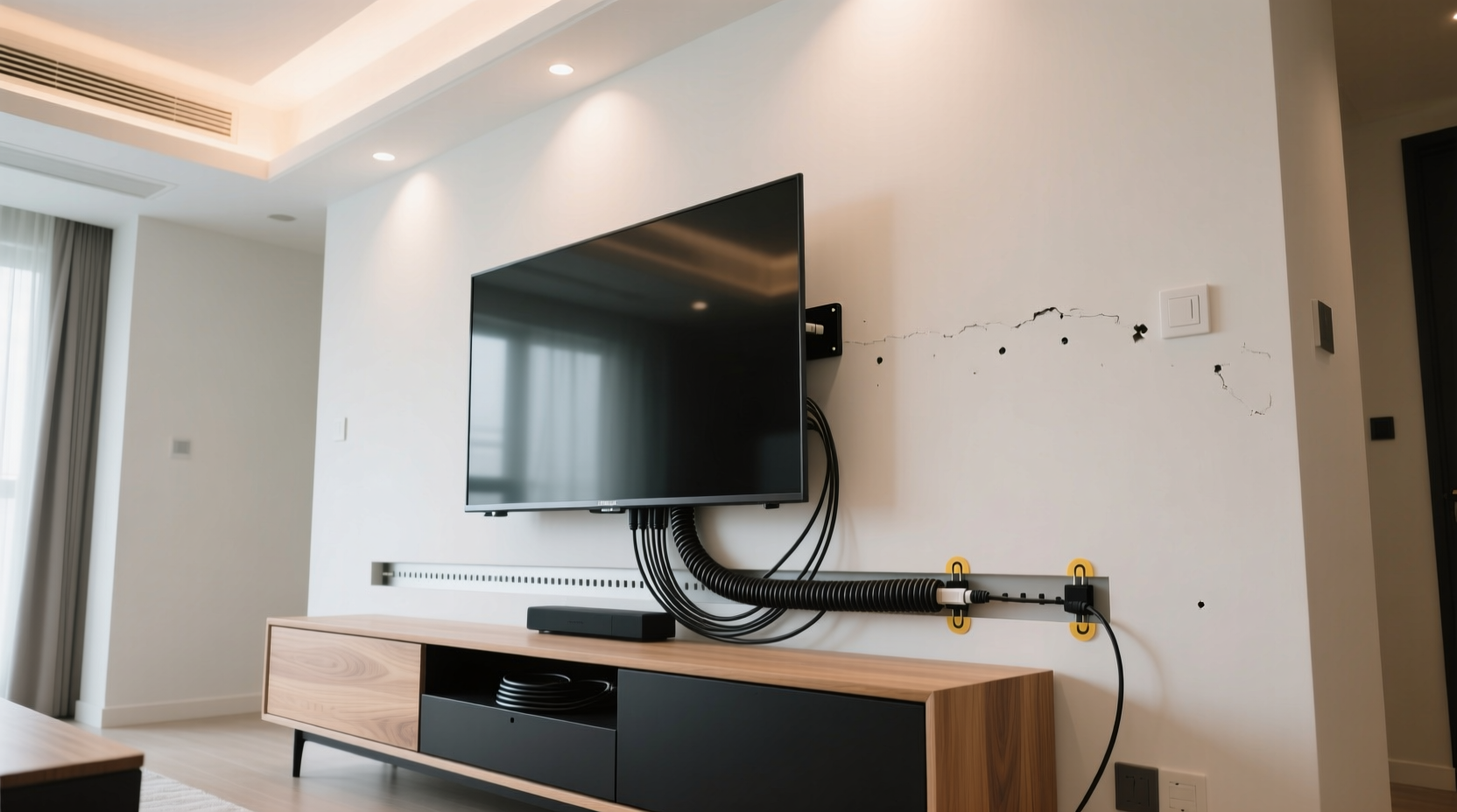 how to hide cords neatly behind your tv stand clean setup without drilling