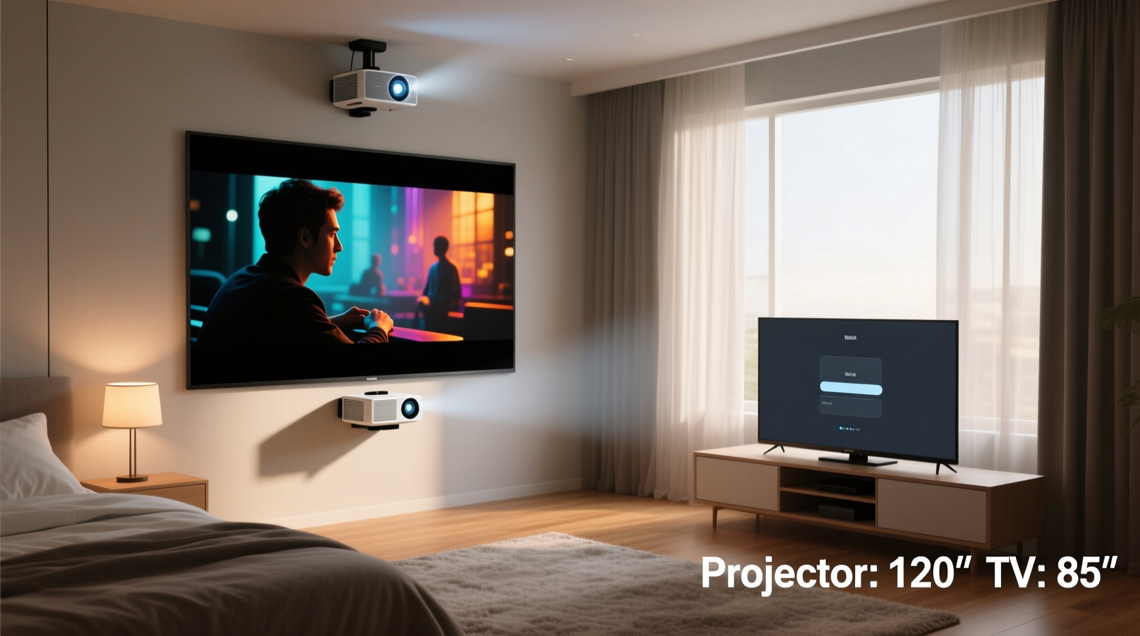 projector vs tv for bedroom is a projector setup actually practical