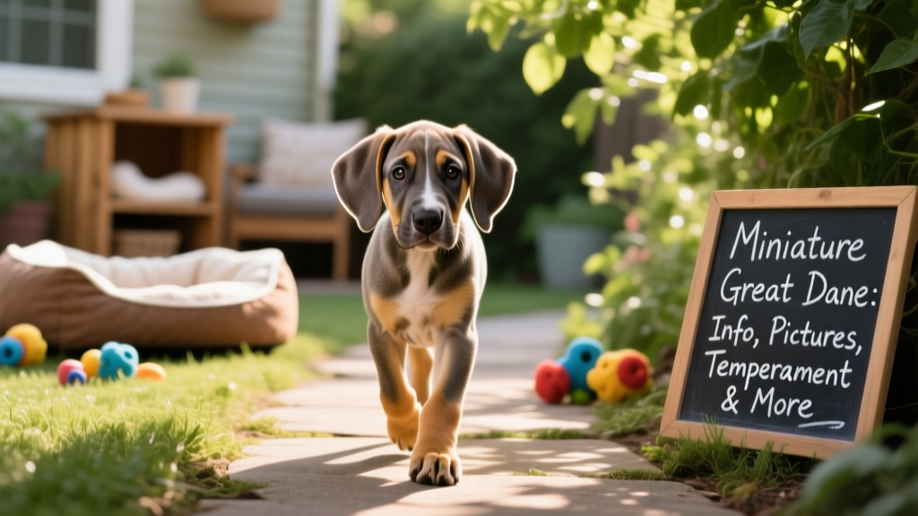 Great Dane puppy with floppy ears walking