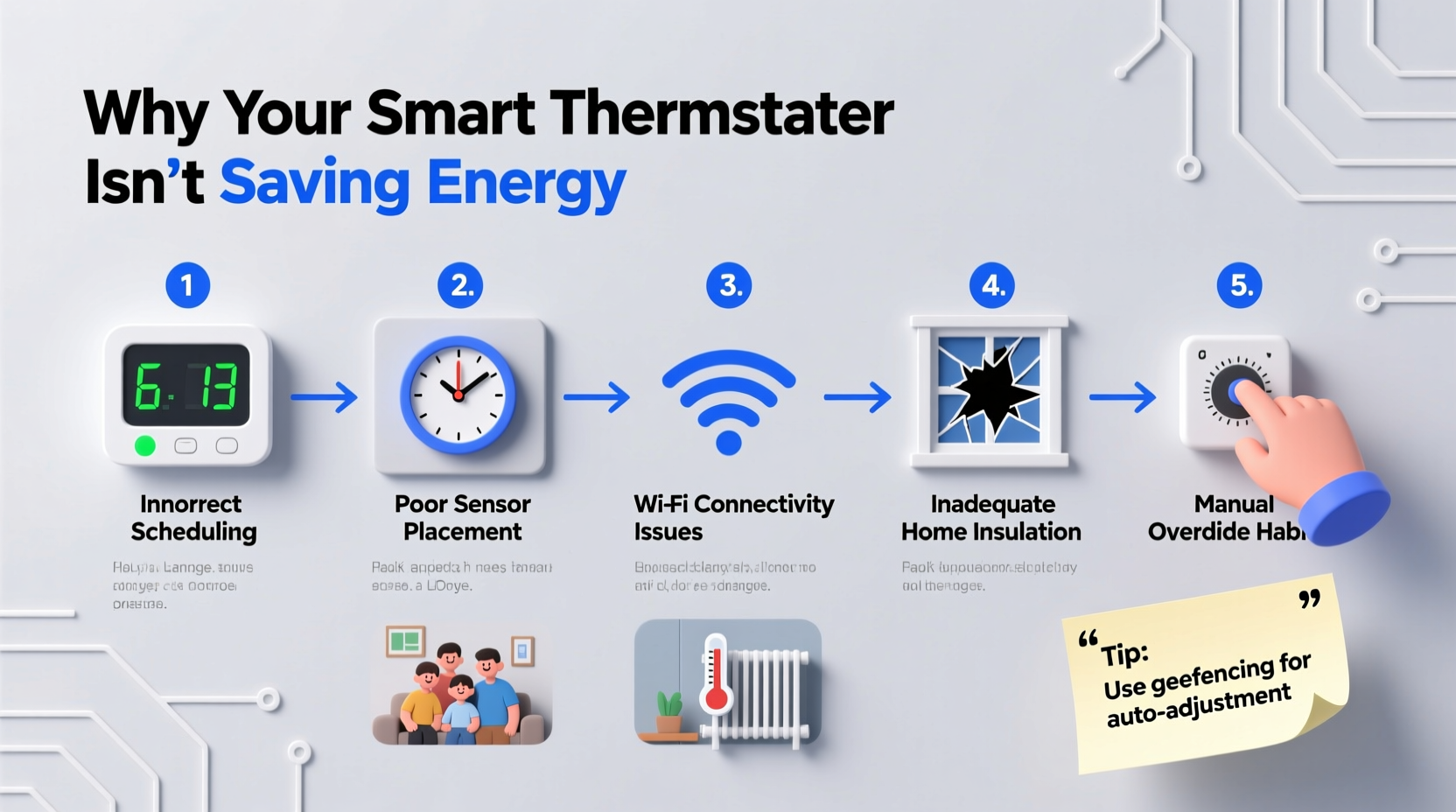 why is my smart thermostat not saving energy troubleshooting guide