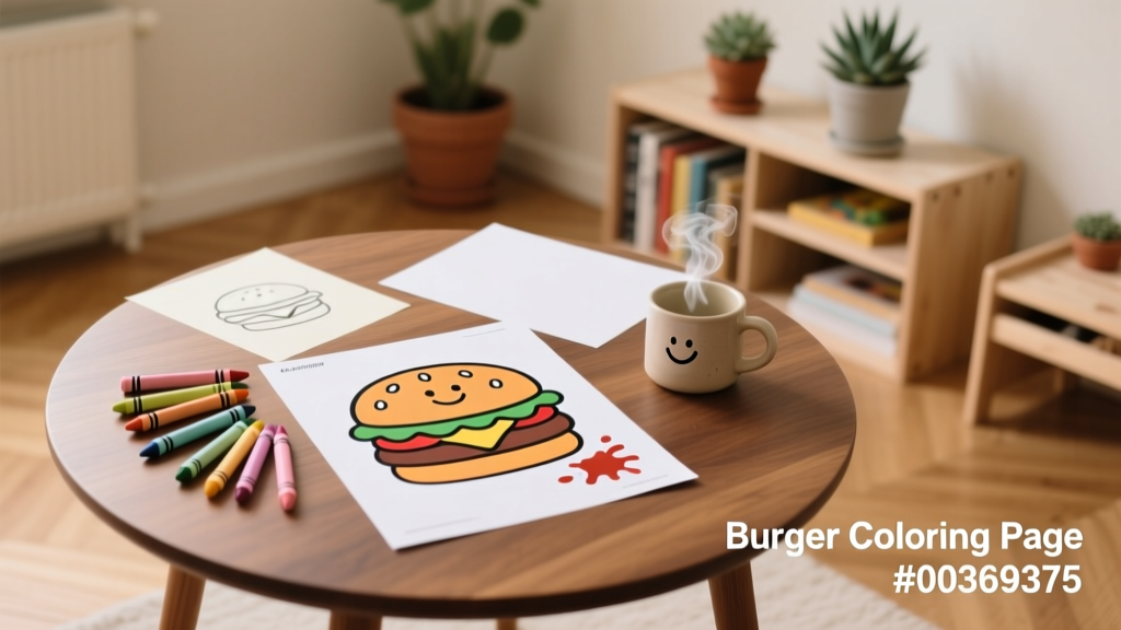 Burger Coloring Pages_00369375: Creative Play, Nutrition Literacy, and Screen-Free Engagement for Kids Ages 3–10