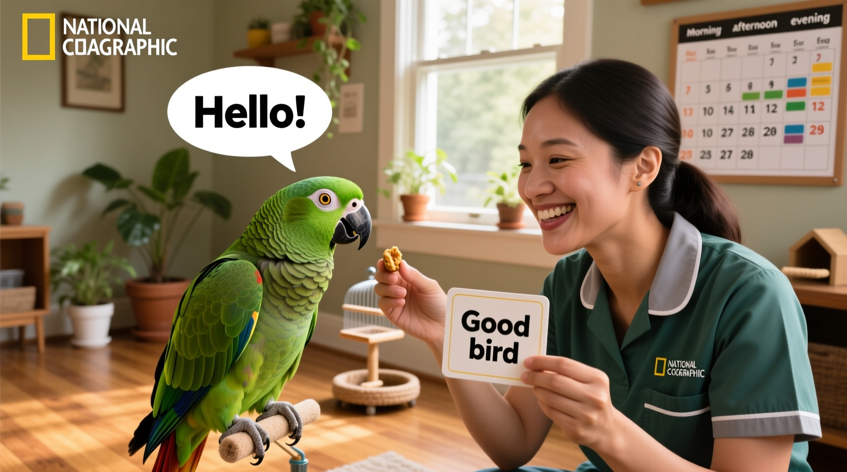 how to train a parrot to talk using positive daily routines