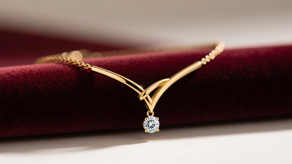 Macro shot of a gold lariat necklace on velvet, focusing on the Y-junction slide and a small diamond drop in soft lighting.