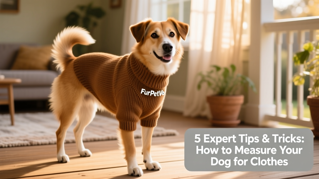 Happy dog wearing a well-fitted FurPetVo sweater, standing naturally with relaxed posture