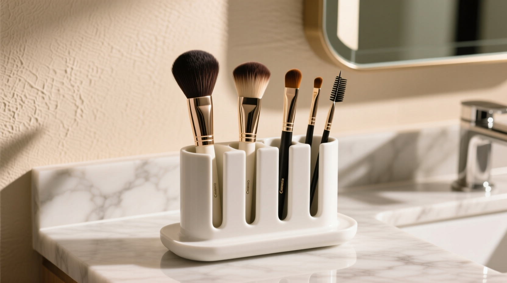 closet organization tips upright makeup brush storage