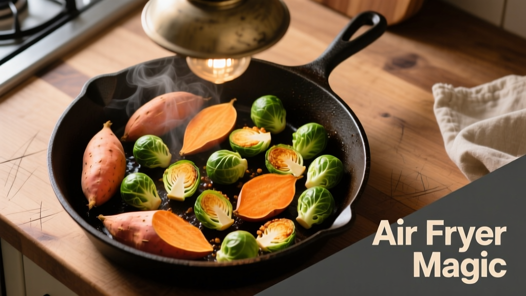 Air Fry Sweet Potato & Brussels Sprouts Together
