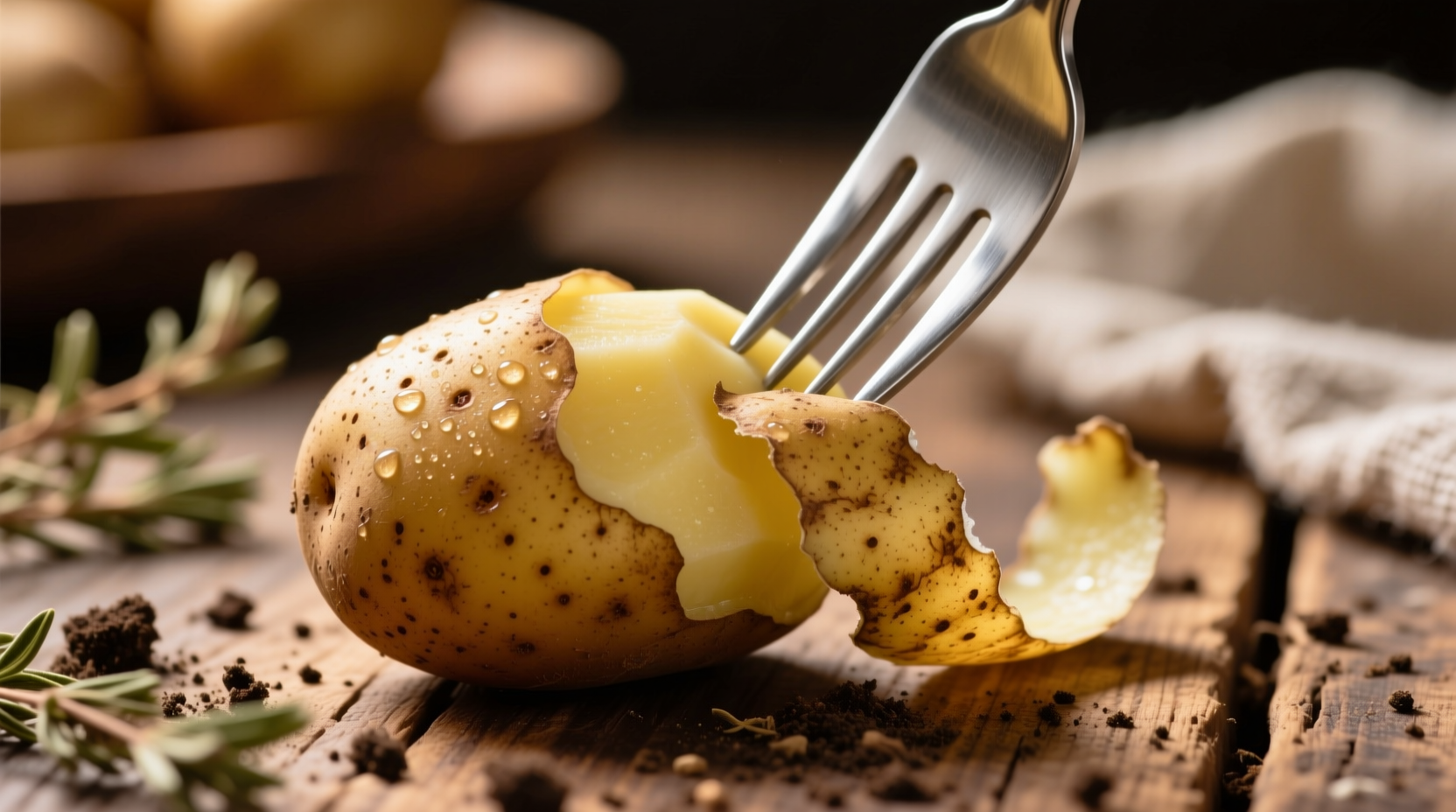 Nutrient-rich potato skin with fork