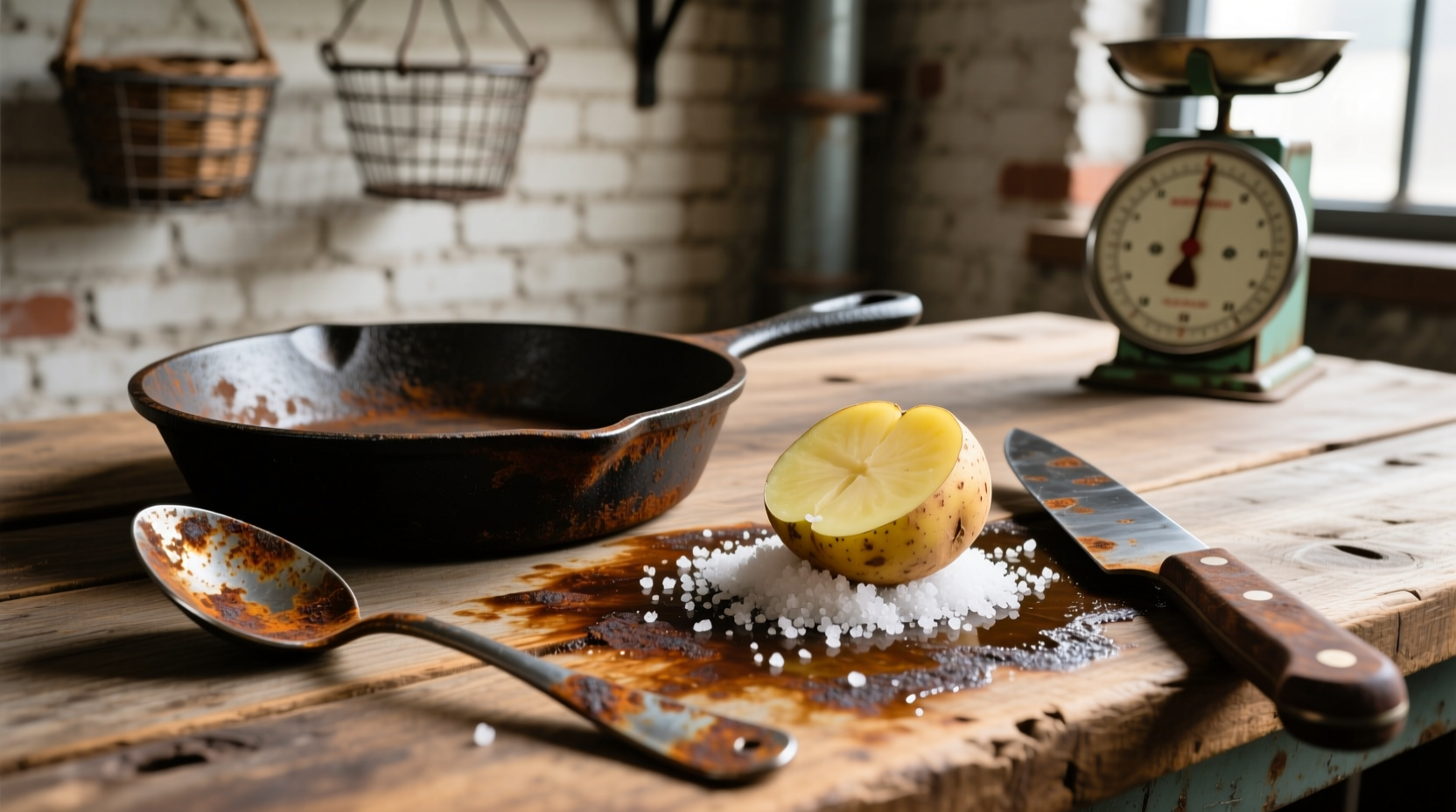 eco friendly rust removal with potato dish salt