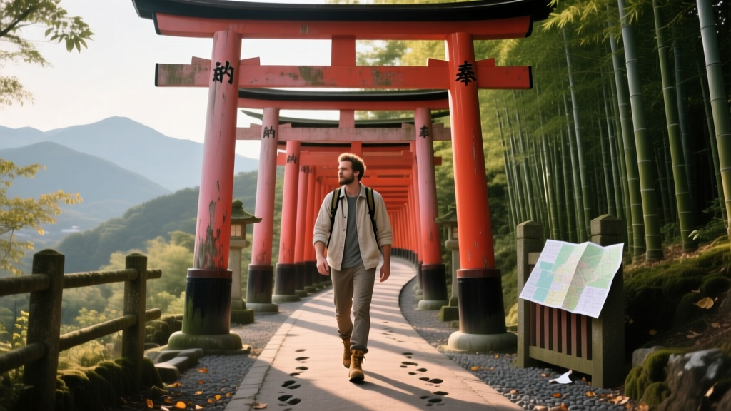 Route for Less walking through the famous torii gates in beautiful Japan