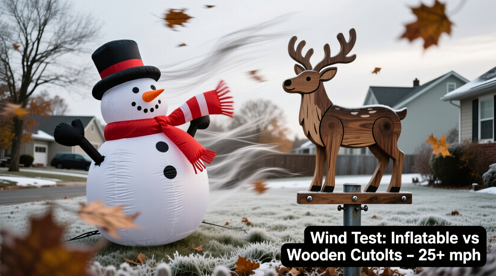 inflatable christmas yard decor vs wooden cutouts which withstand wind gusts above 25mph