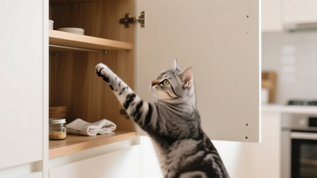 Cat Paw Reaching Into Cabinets: Curiosity Behavior