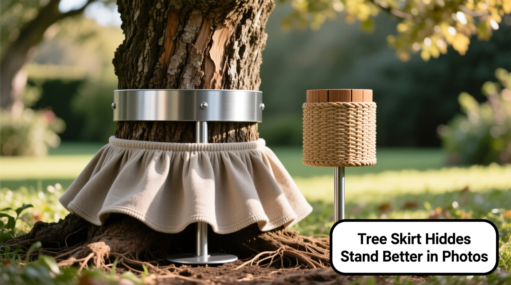 tree collar vs tree skirt which hides the stand better in photos