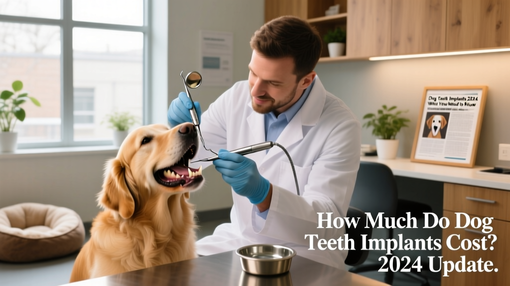 Veterinary dentist examining a dog's mouth with specialized tools