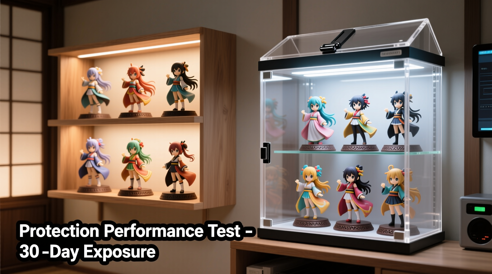 anime figures shelf vs display case which protects collectibles better
