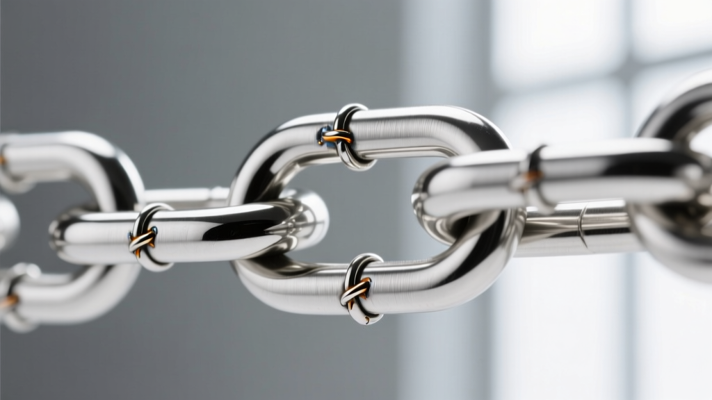 Macro shot of a chunky 10-gauge sterling silver paper clip chain link showing the soldered joint and brushed metal texture