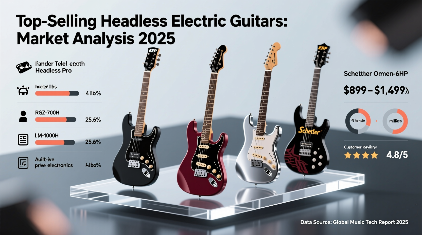 best selling headless electric guitar