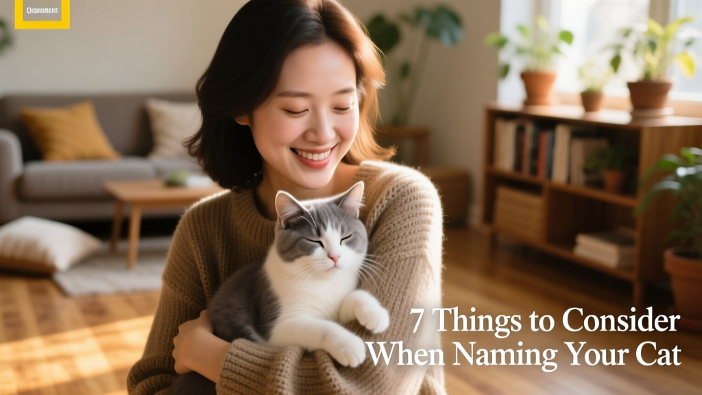 A person gently holding a kitten close, smiling as the cat blinks slowly in contentment