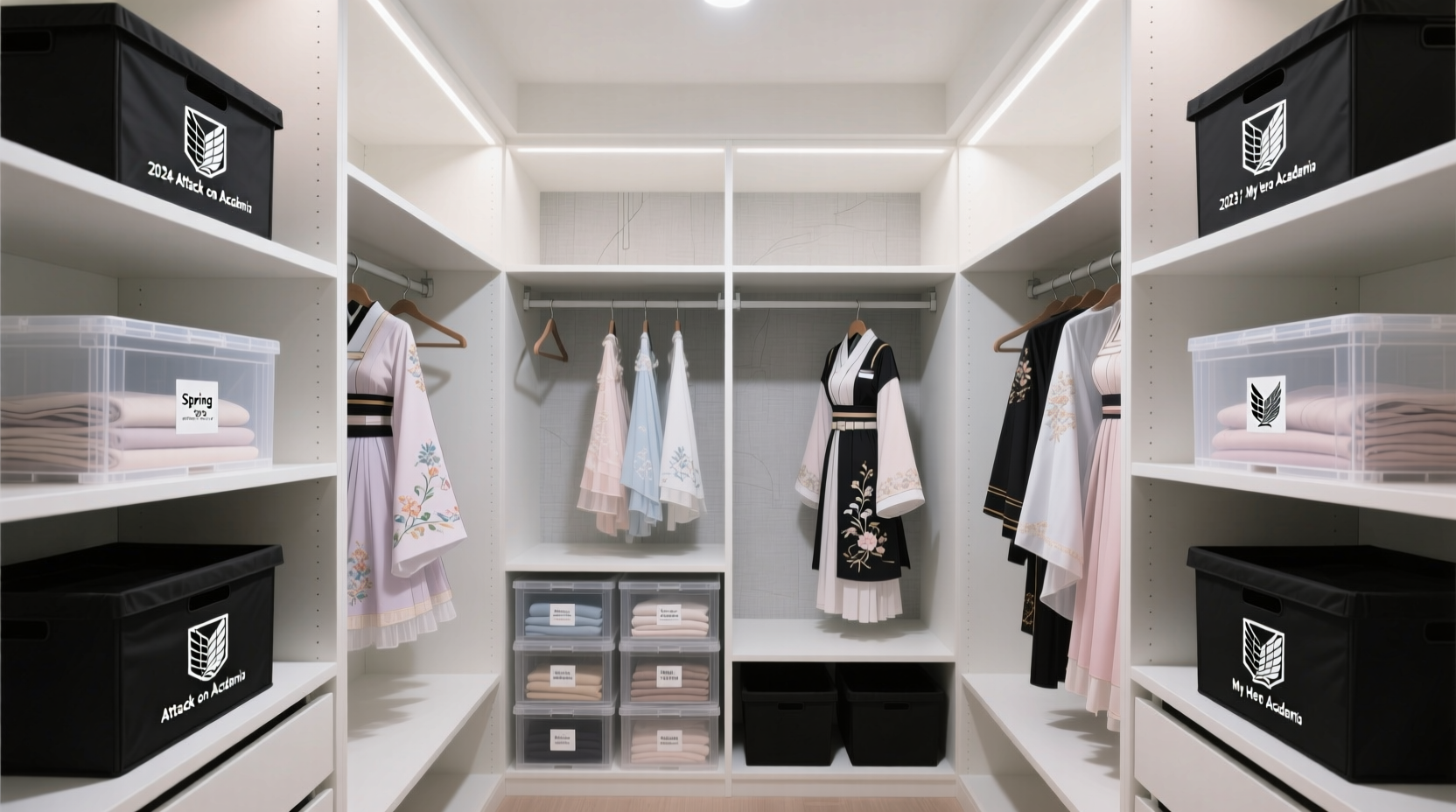 minimalist closet anime costume storage