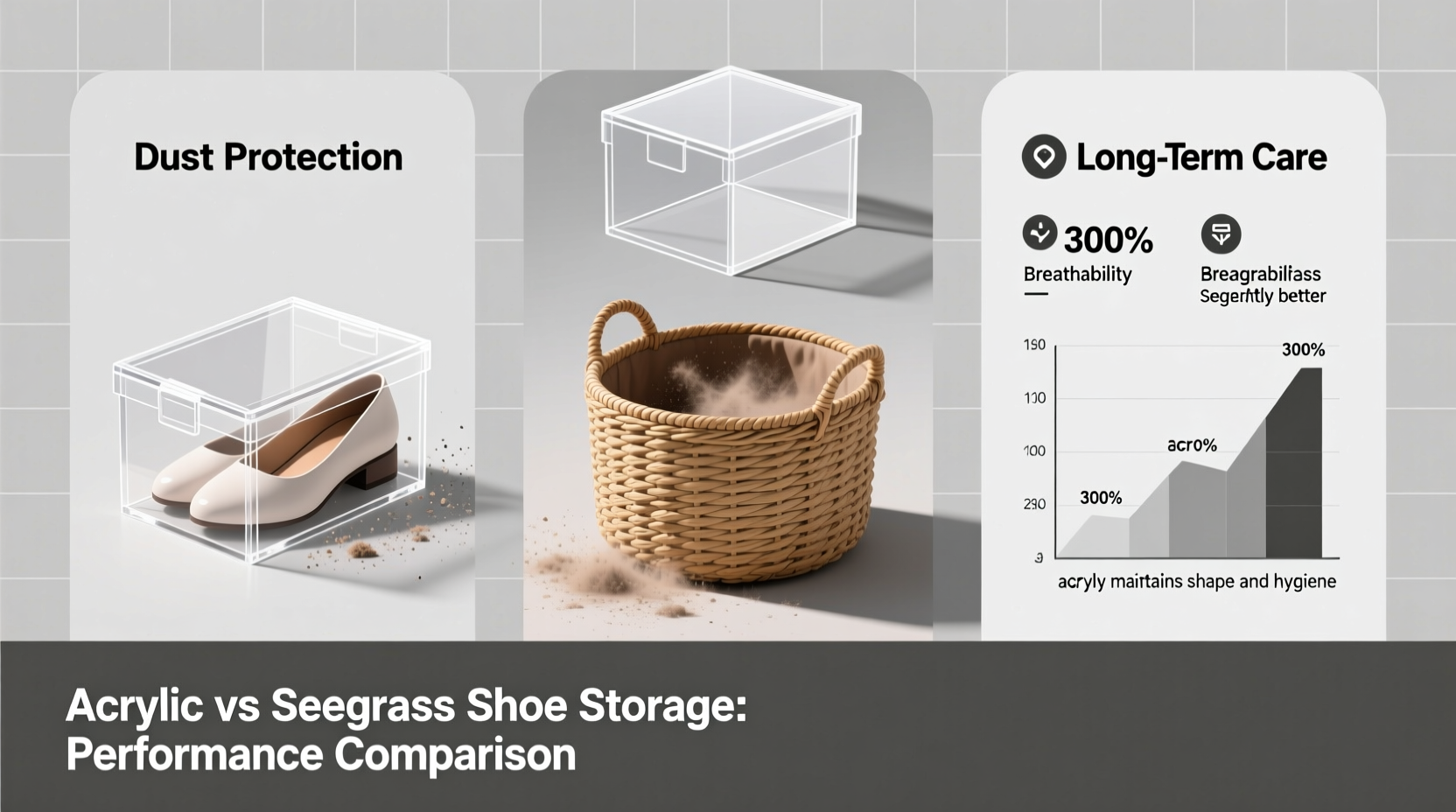 closet organization tips acrylic vs seagrass for dust control