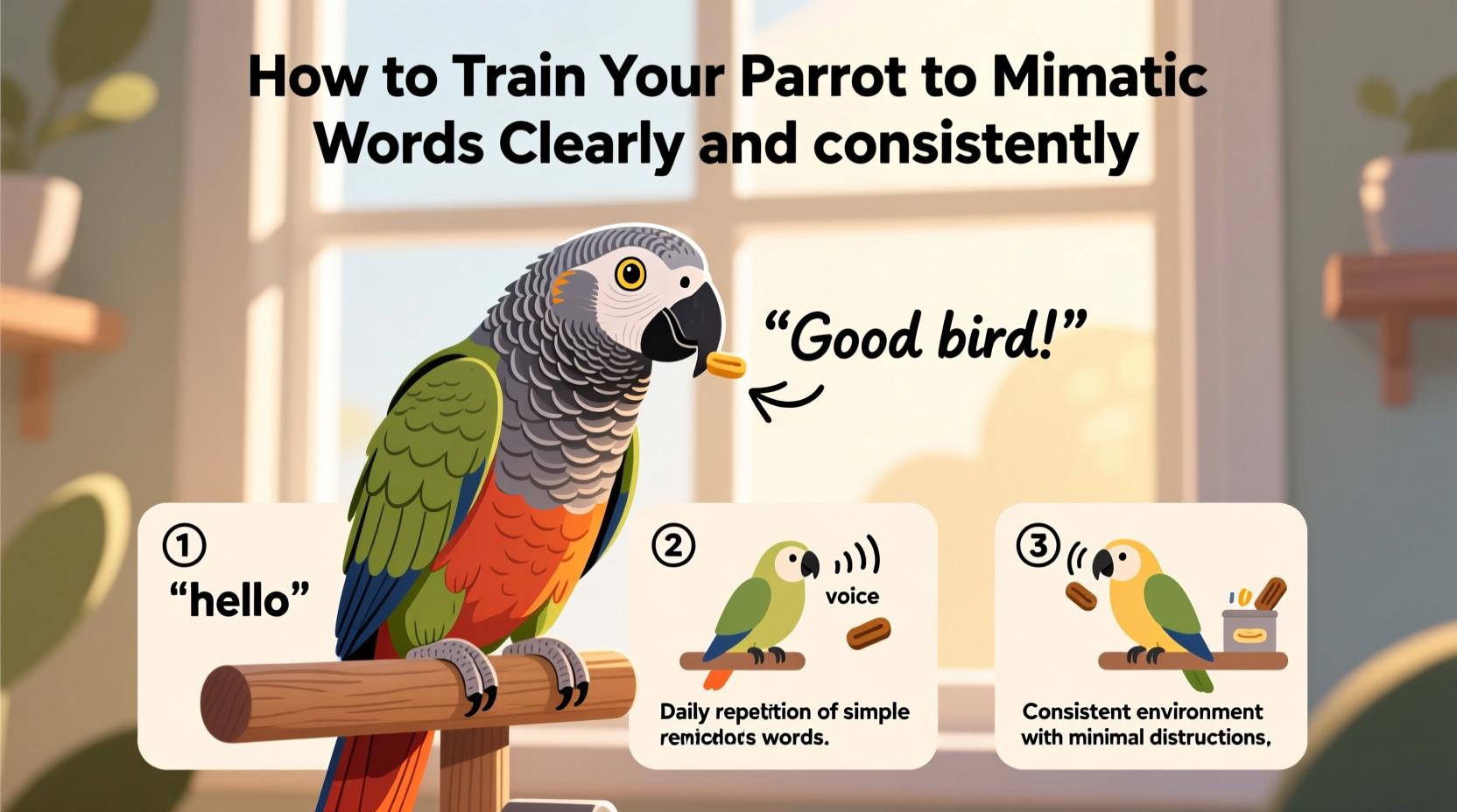how to train your parrot to mimic words clearly and consistently