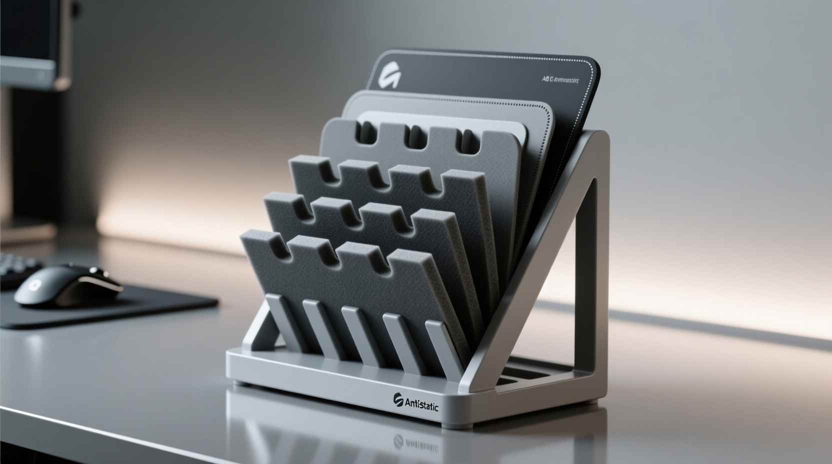 vertical closet organization for gaming mouse pads