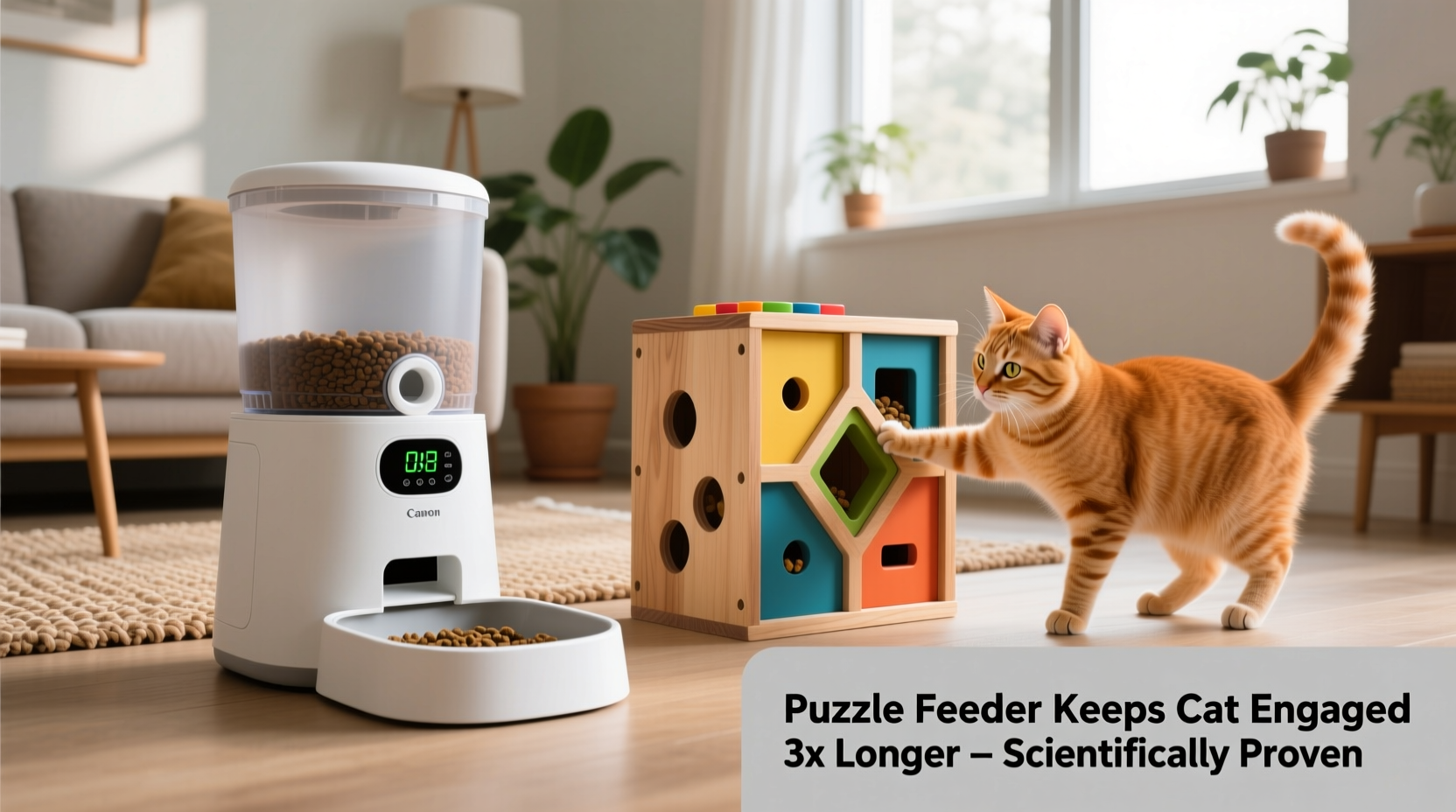 automatic feeder vs puzzle feeder which keeps cats engaged longer