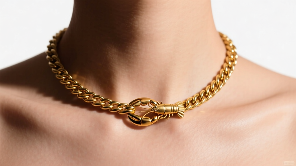 16-inch 14k gold rope chain on a collarbone, displaying the lobster clasp and delicate link thickness under warm studio lighting