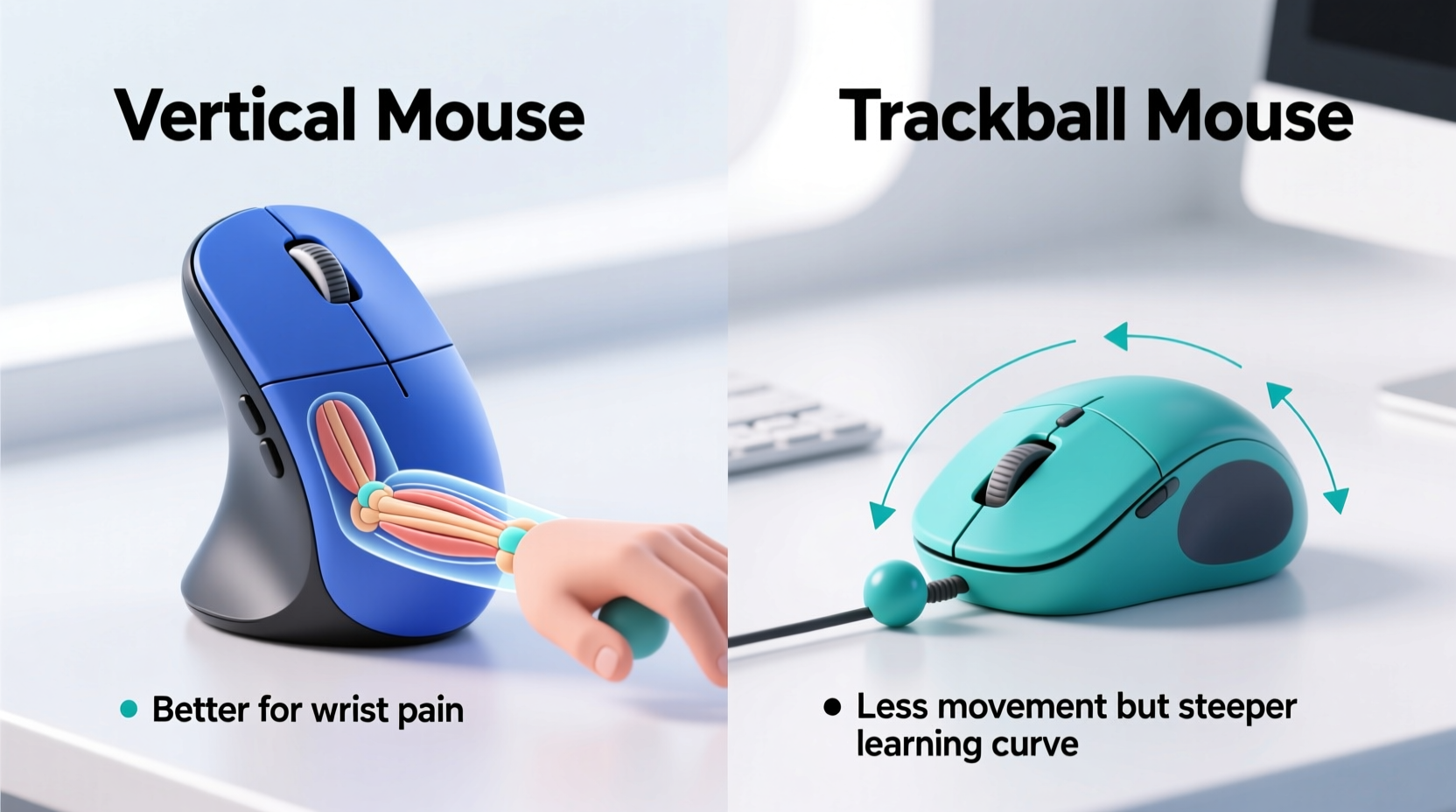 vertical mouse vs trackball helping wrist pain or just harder to use