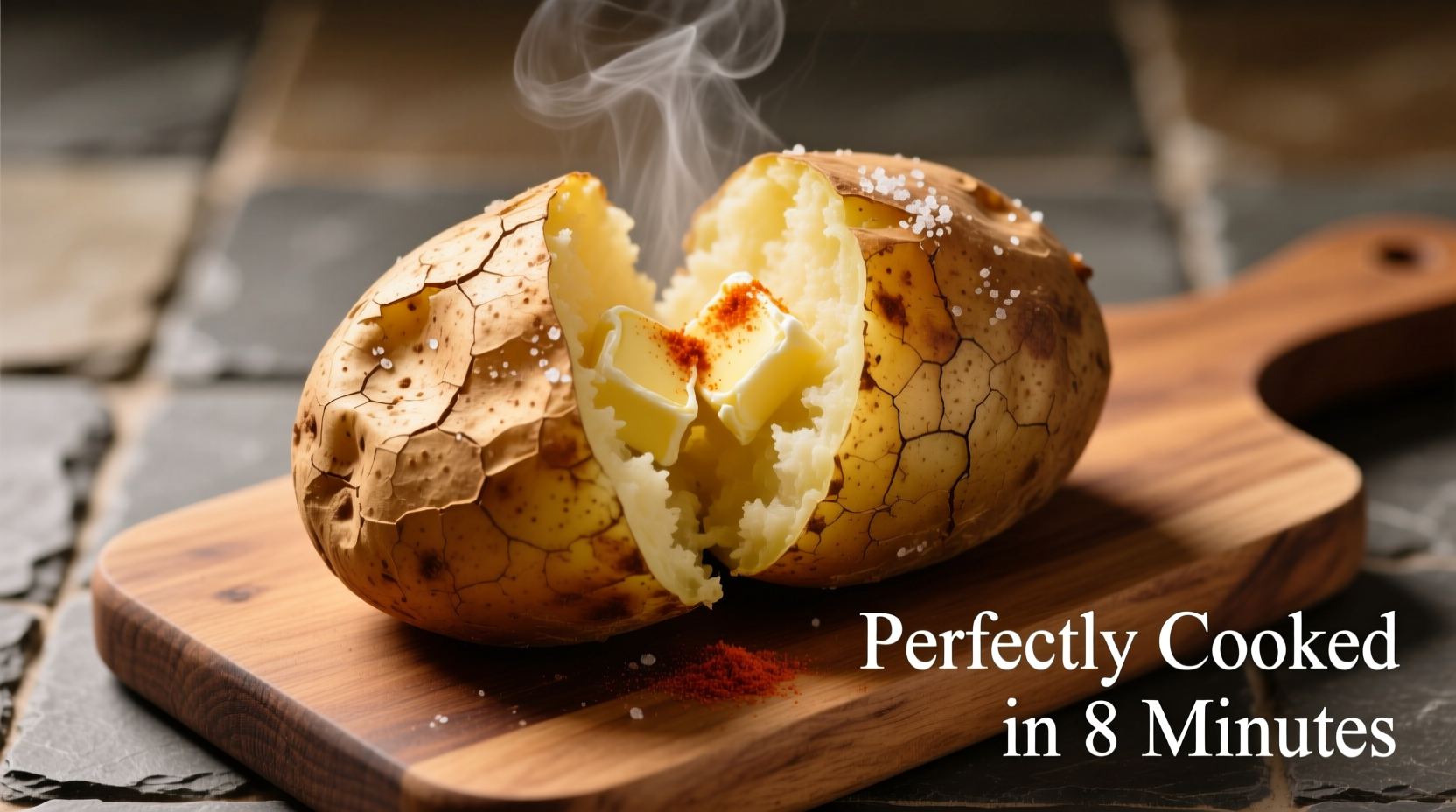 Perfectly cooked microwave jacket potato with crispy skin