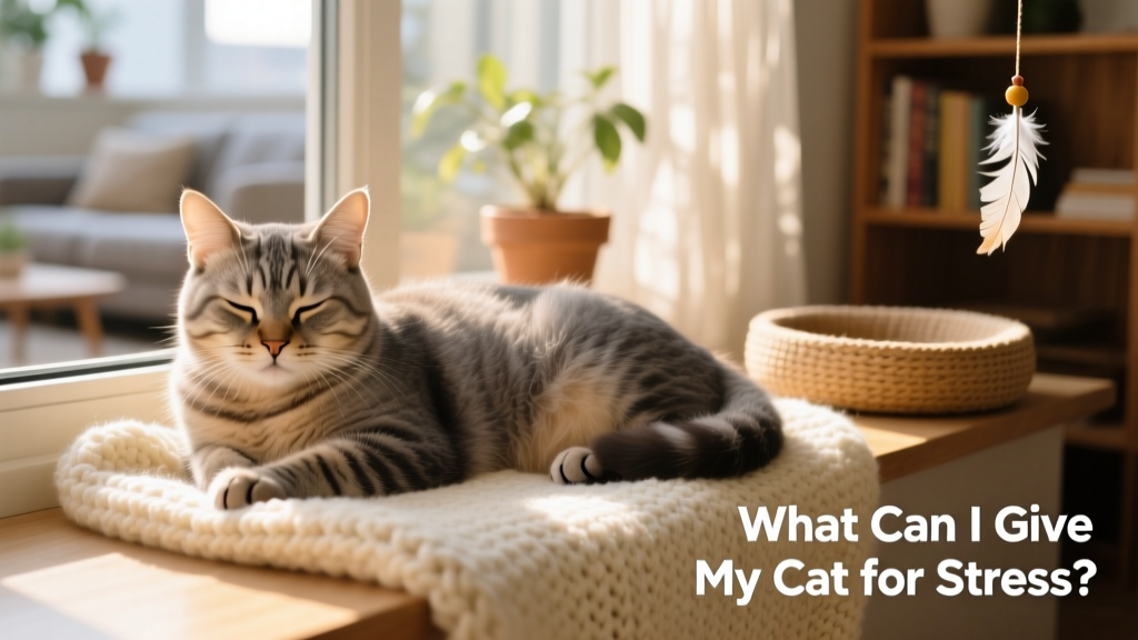 Close-up of a relaxed cat resting on a sunny windowsill with a soft blanket