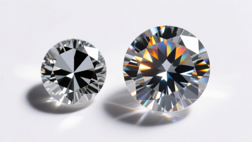 Top-down view of a shallow cut 1.00ct diamond versus an ideal cut 1.00ct diamond, highlighting spread and light return differences