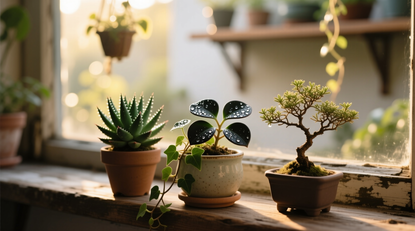 small plants in a pot