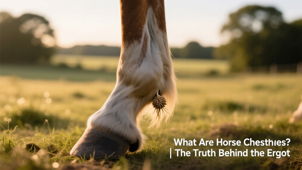 Side view of a horse's hind leg highlighting the ergot beneath the fetlock joint
