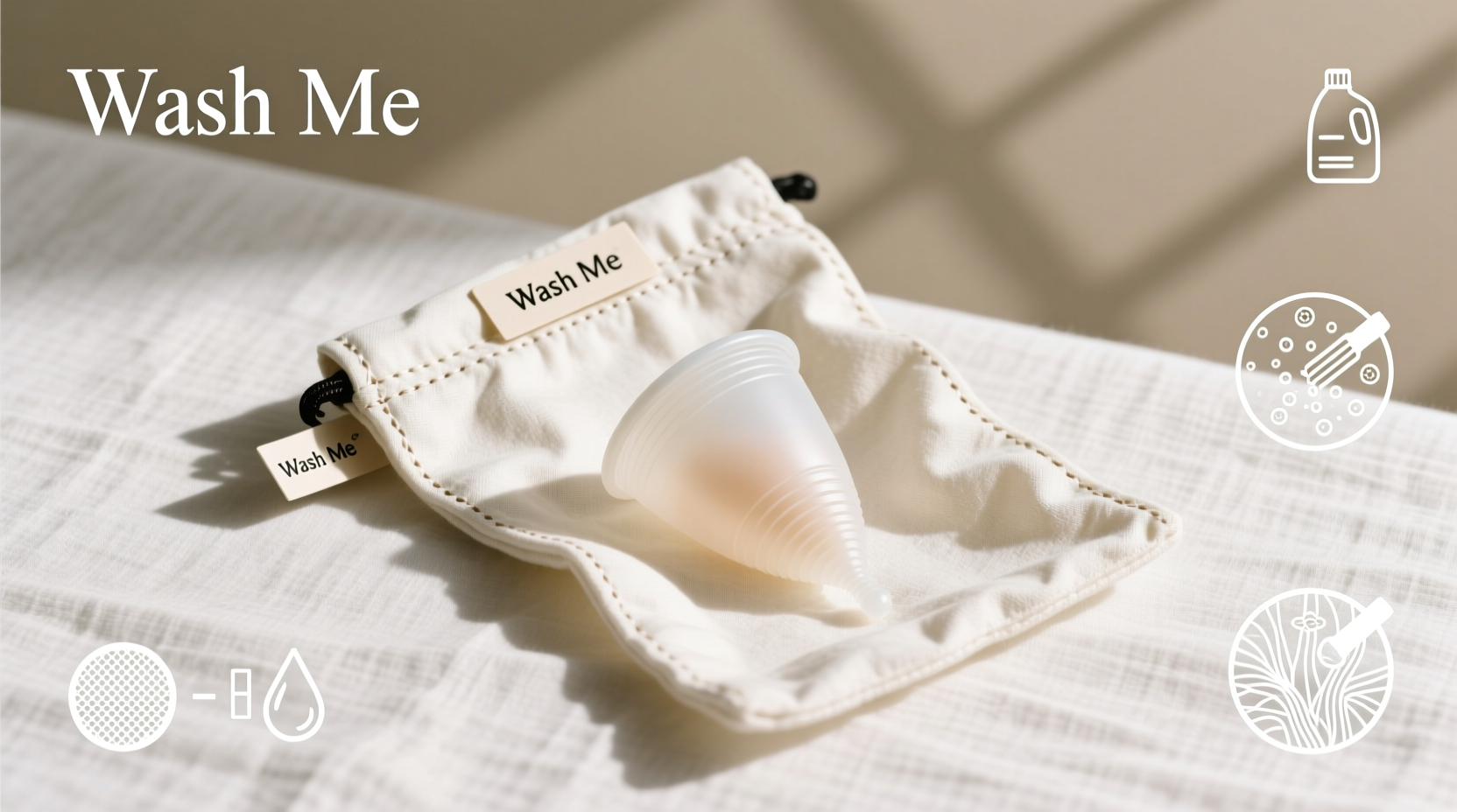 how to wash menstrual cup pouches without lint or odor