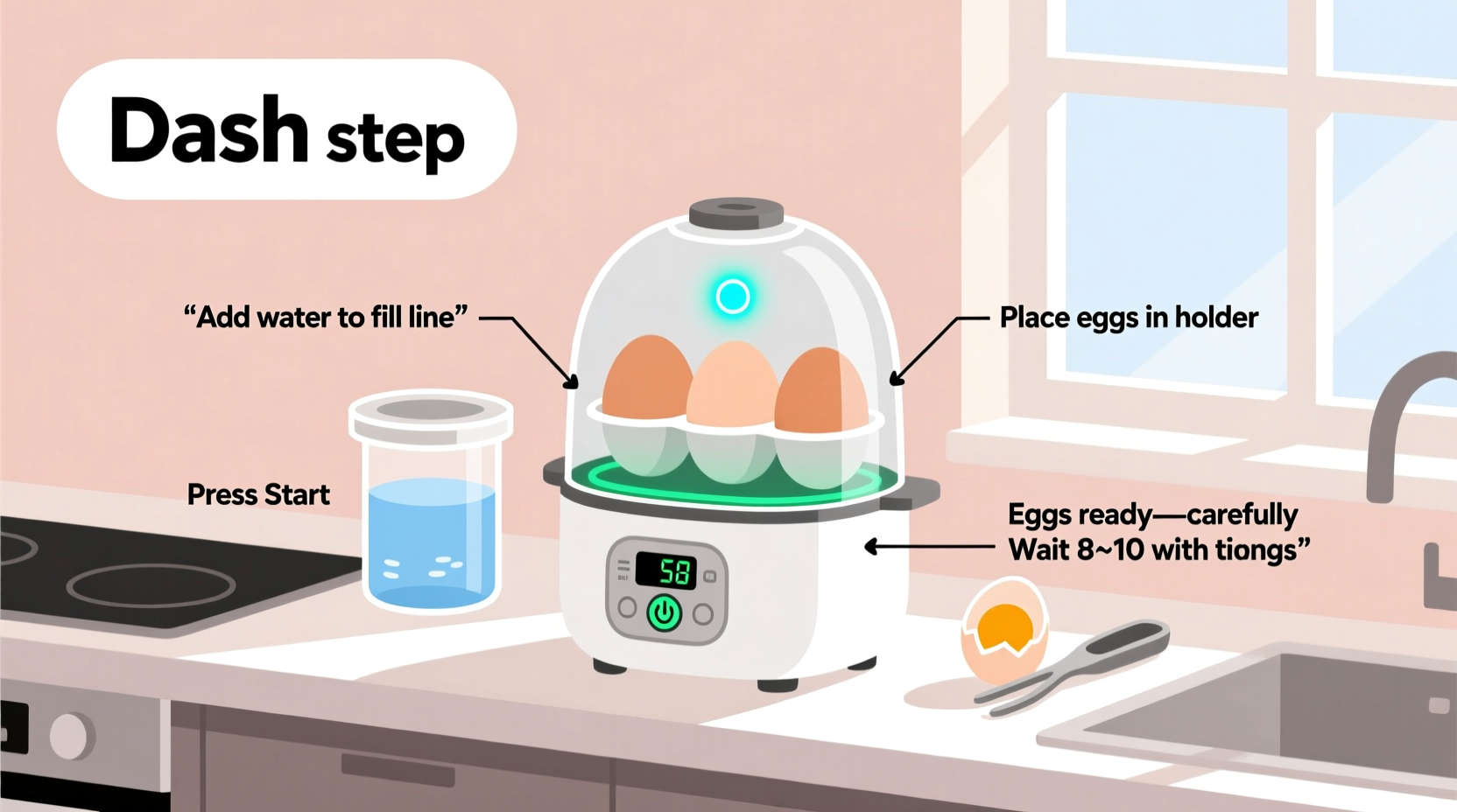 how to use dash egg cooker