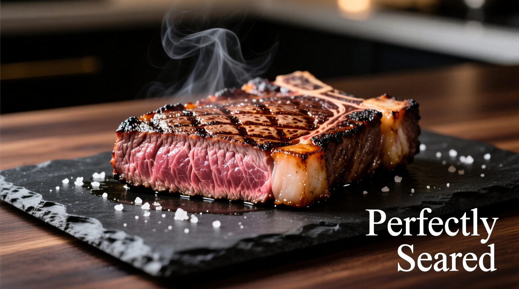 Perfectly seared New York strip steak with crust