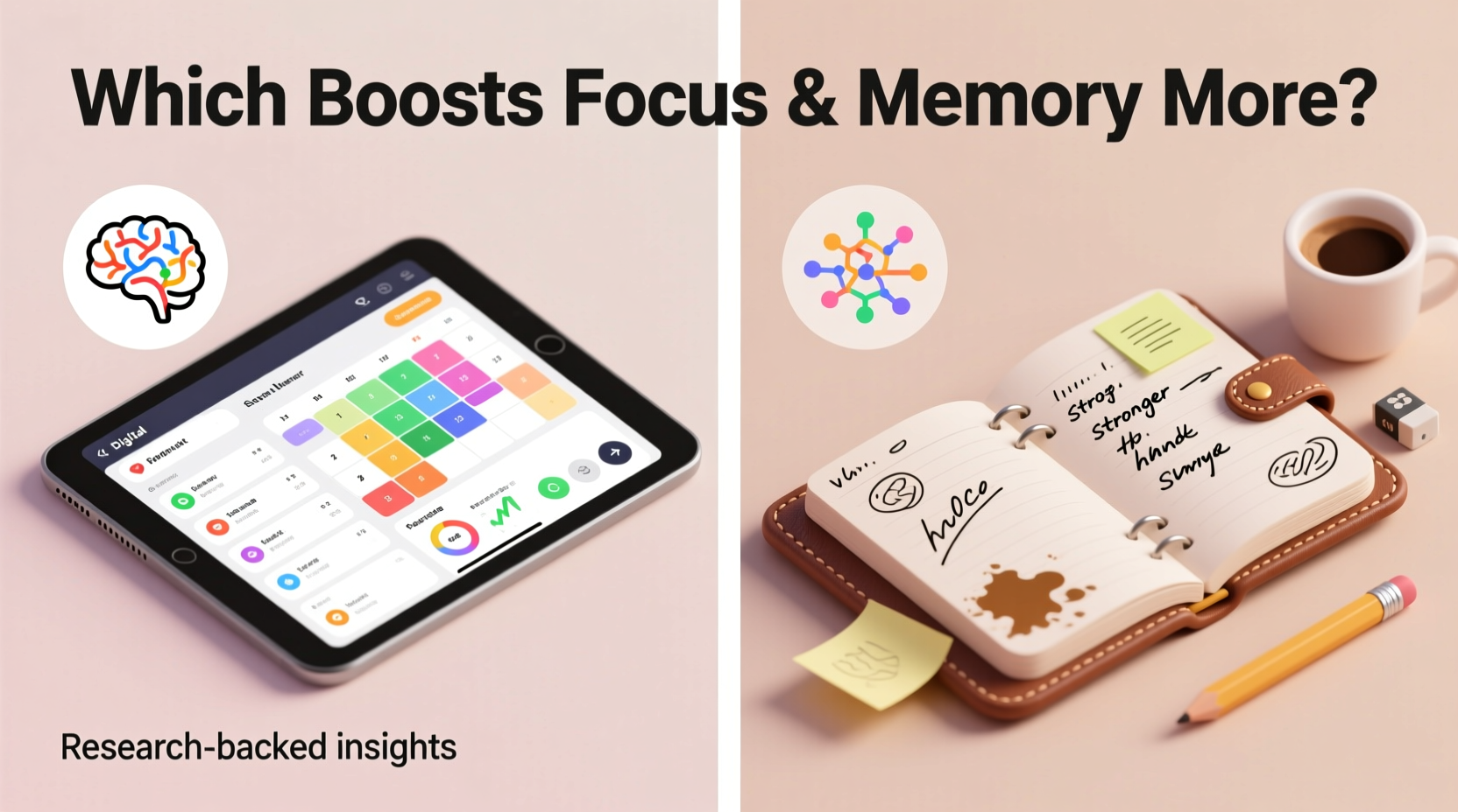 digital planners vs paper notebooks which helps with focus and memory retention