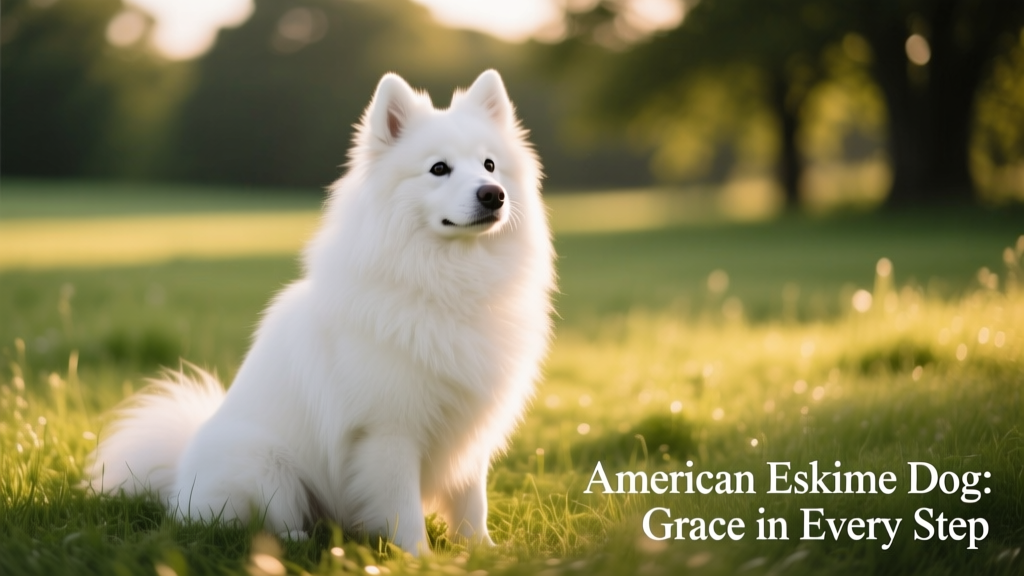 american eskimo dog profile sitting in grass