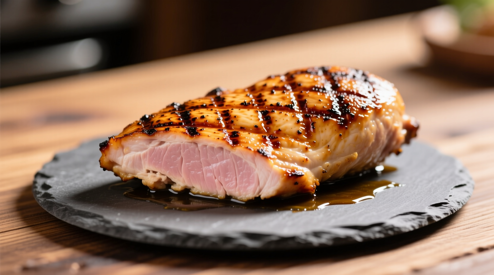 Perfectly grilled chicken breast with char marks